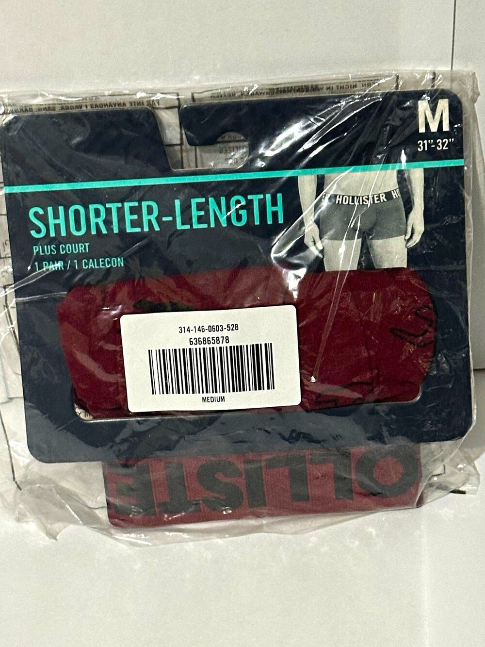 Hollister Men’s Boxer Brief Underwear Shorter Length M Red/Black 1 Pair